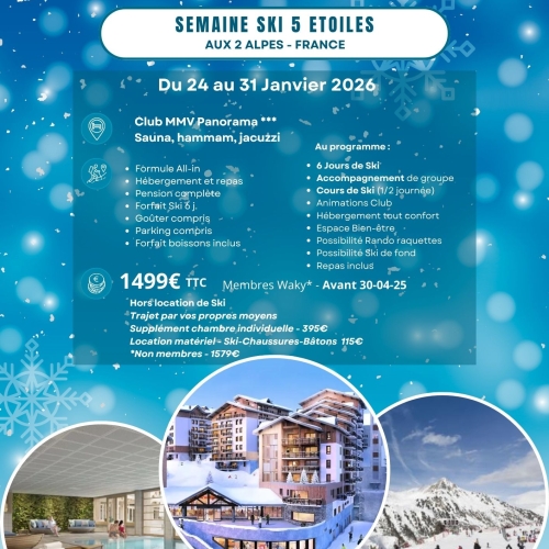 Séjour SKI WAKY - du 24 au 31 janvier 2026
